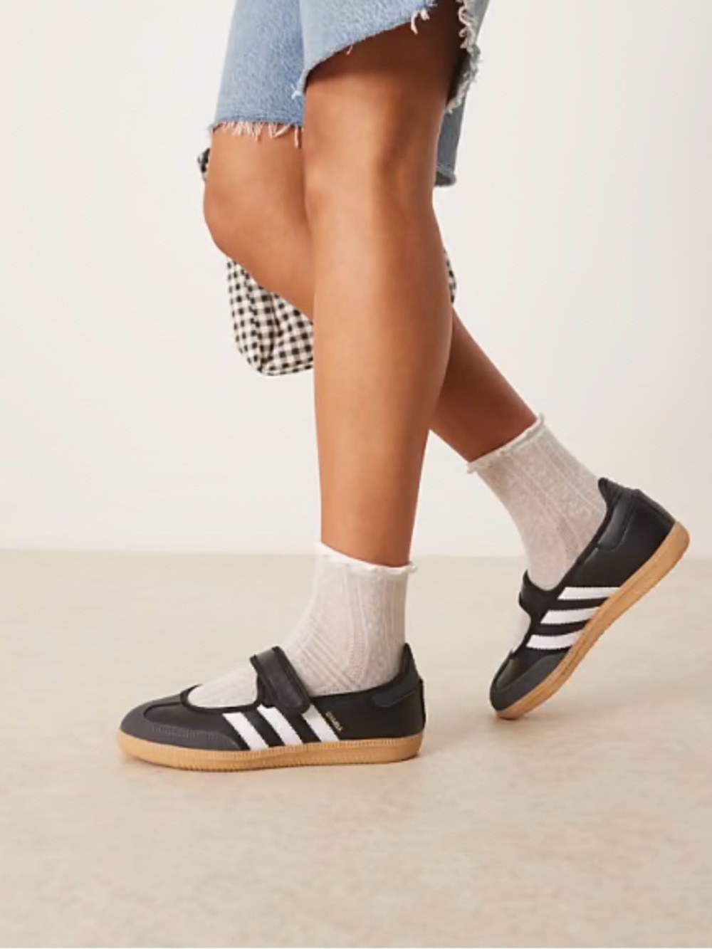 adidas samba janesOriginals Black White Gum-sole Mary Jane Sneakers